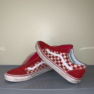 Red Old Skool Check Vans